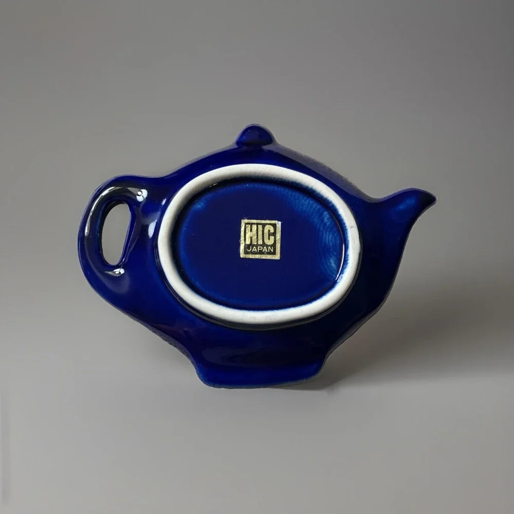 Vintage Tea Bag Holder Rest Cobalt Blue Tea Time Cottagecore HIC Japan